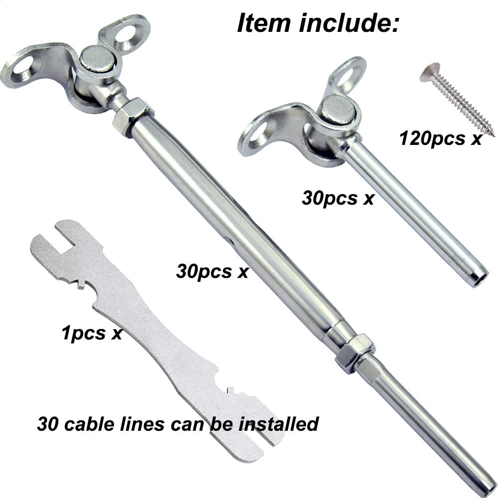 30 Pairs Steel Cable Railing Hardware Kit V374