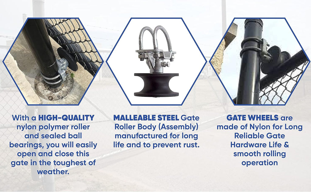 4 Round Post x 2 1/2 Round Gate Premium Nylon Cantilever Roller, Pack of 2 O6164