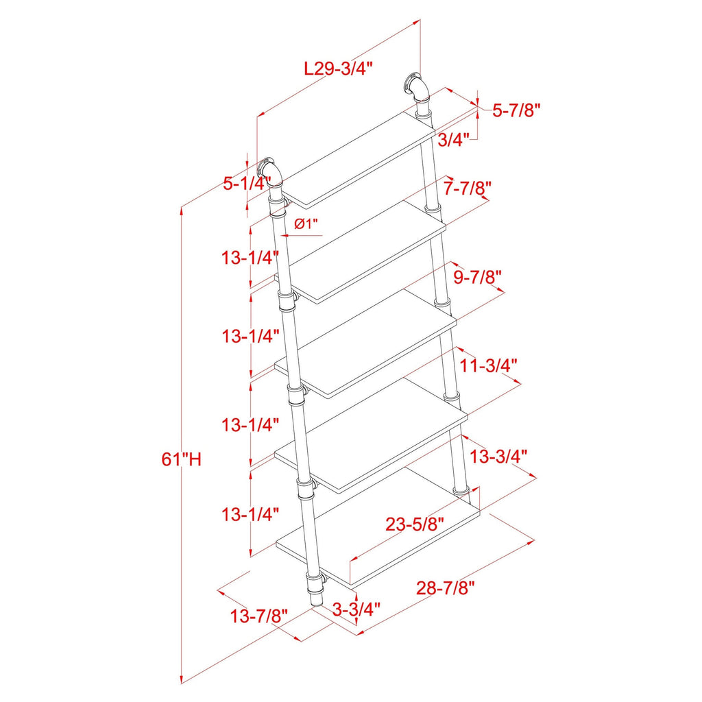 5-Tier Leaning Ladder Shelf Natural Tone Z559890