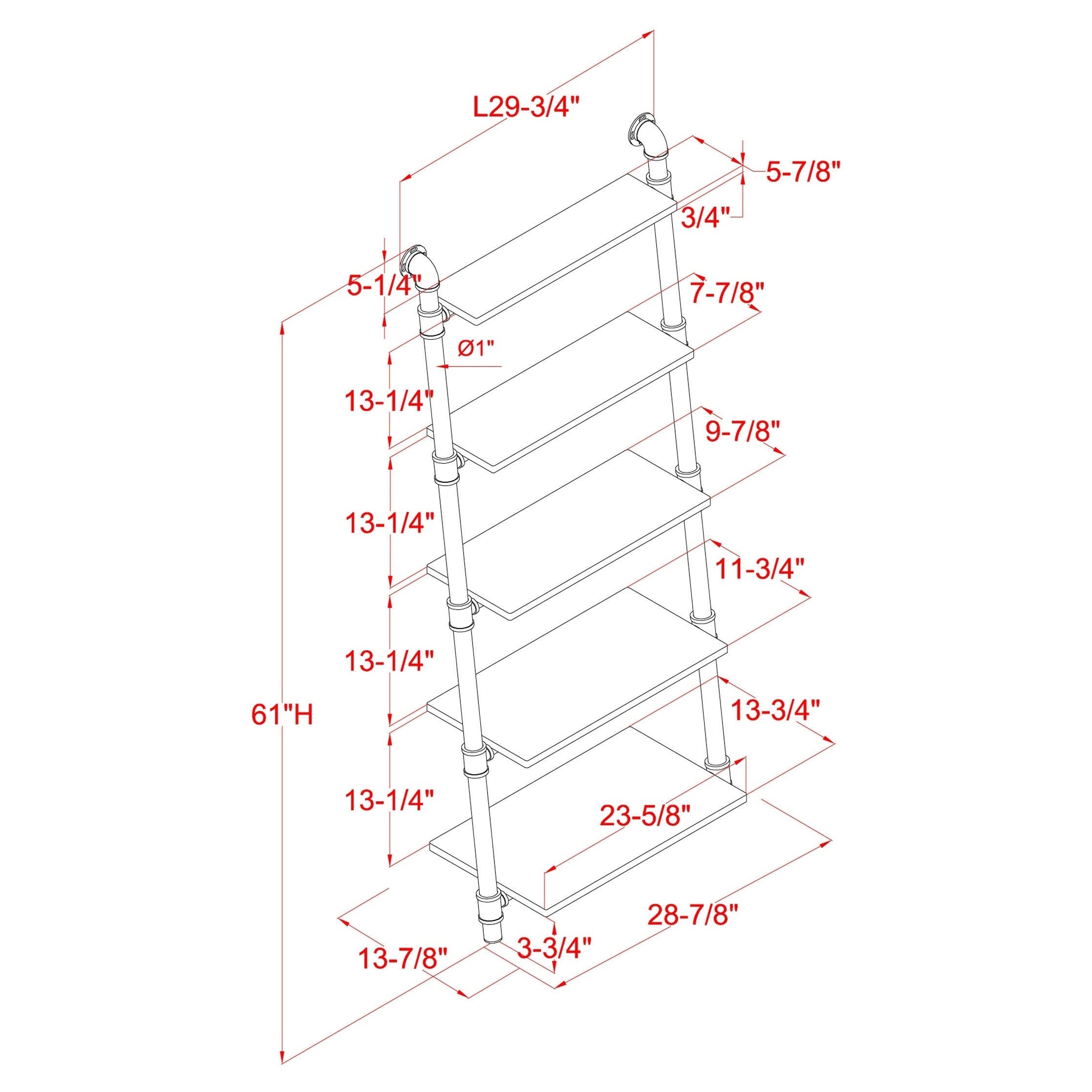 5-Tier Leaning Ladder Shelf Natural Tone Z559890