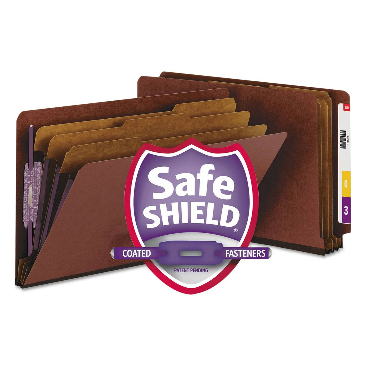 Red End Tab Pressboard Classification Folders with Fasteners Z95156