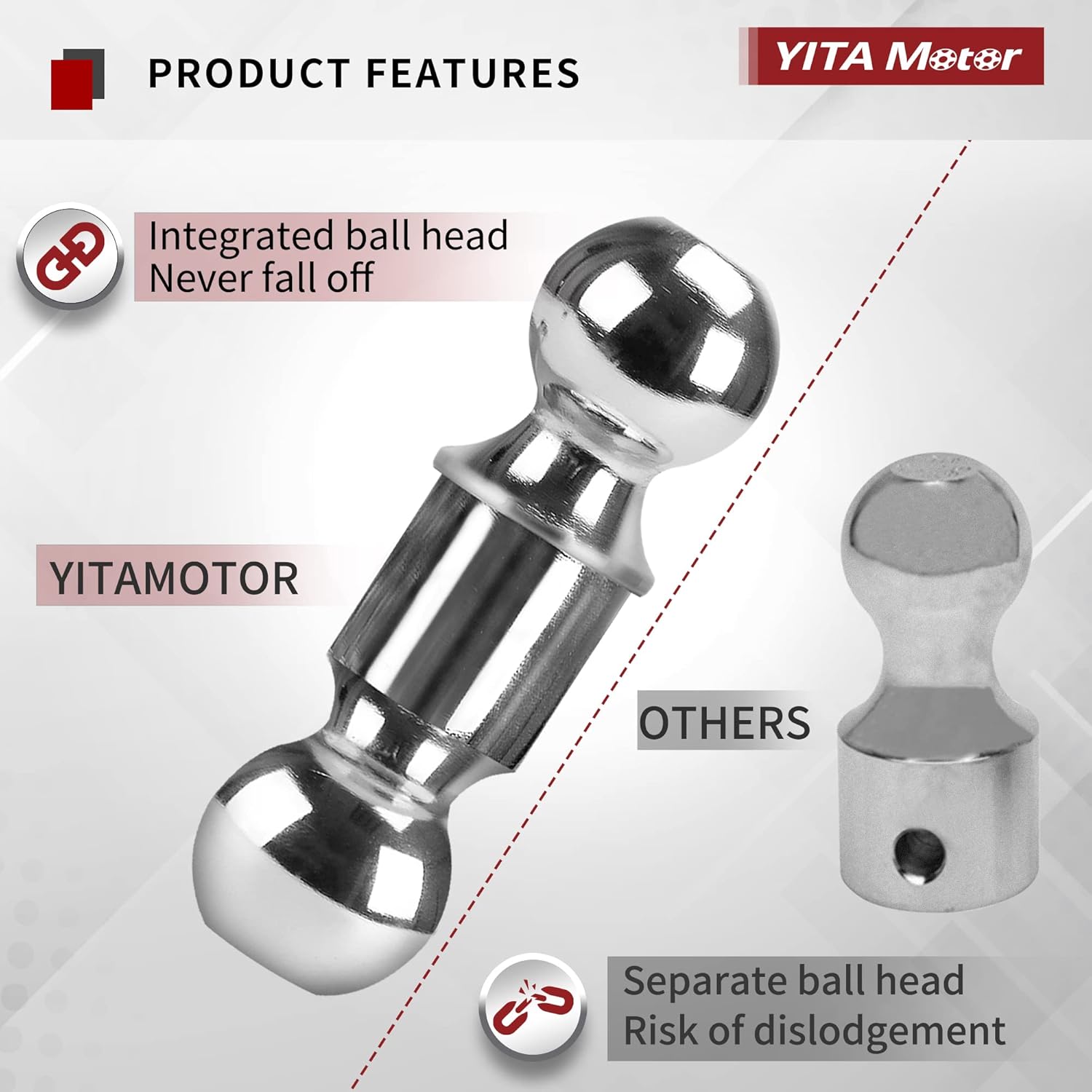 Adjustable Trailer Hitch Ball Mount, 2.5-Inch Receiver, 6-Inch Drop, Forged Aluminum Shank, 2-Inch and 2-5/16-Inch Combo Stainless Steel Tow Balls with Double Pin Key Locks N870