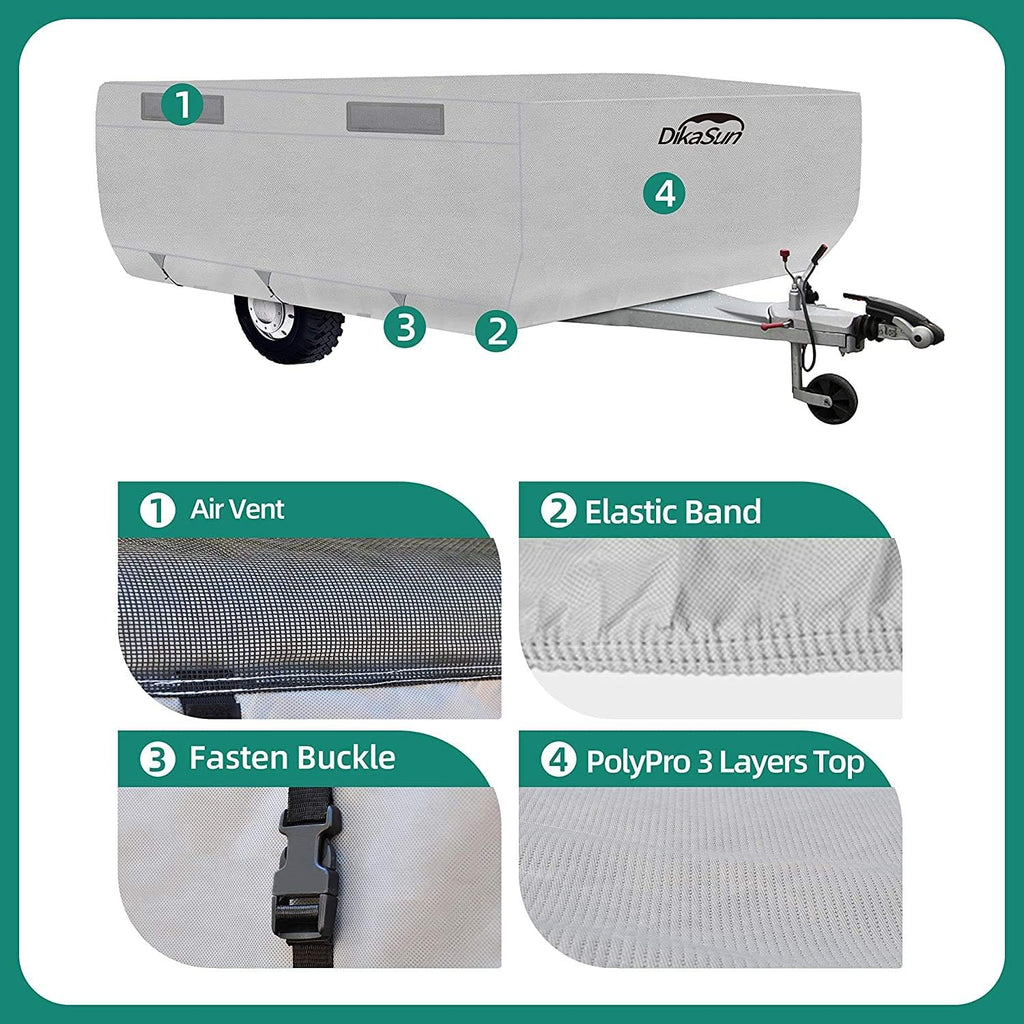 Pop Up Folding Camper Cover with Adhesive Repair Patches (3 Layers 8'-10') Pack of 2 U8741
