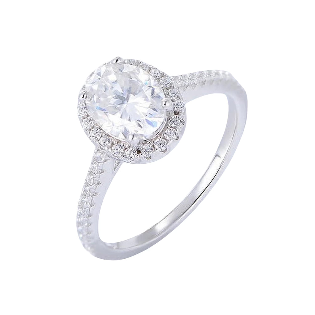 Oval Cut 14k White Gold Plated 925 Sterling Silver Diamond Ring K72747