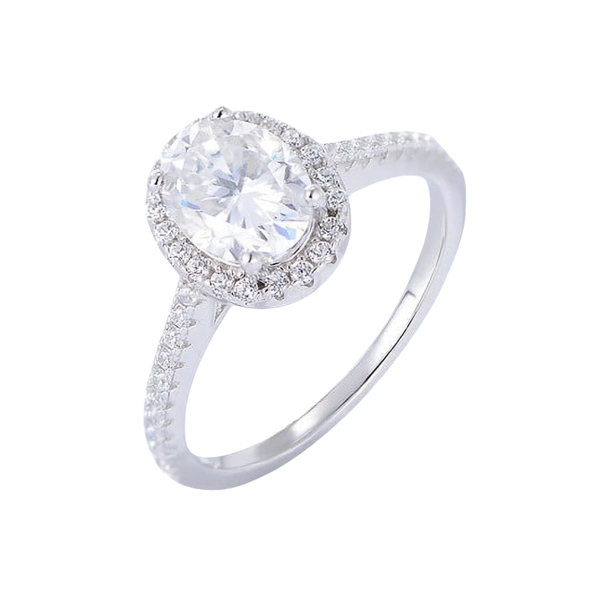 Oval Cut 14k White Gold Plated 925 Sterling Silver Diamond Ring K72747