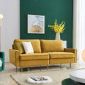Yellow Velvet Square Arm Sofa V5837