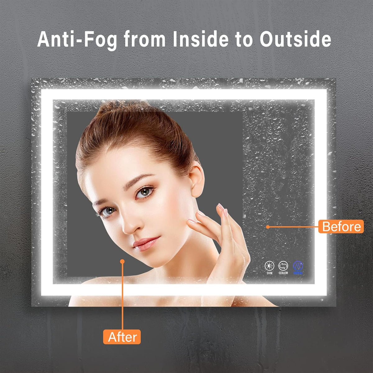 Wall Mounted LED Bathroom Mirror with Anti-Fog, Dimmable M313