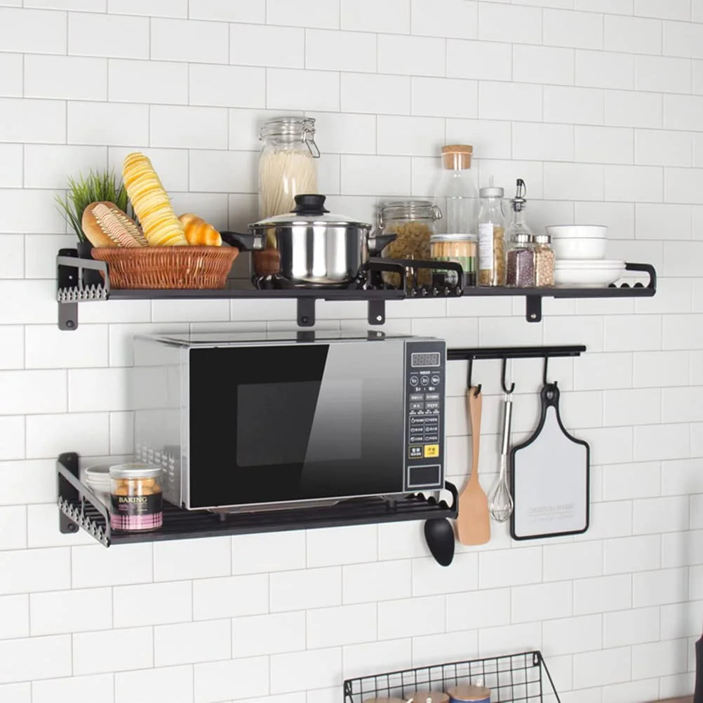 Black Wall Shelf for Kitchen Organizer U102