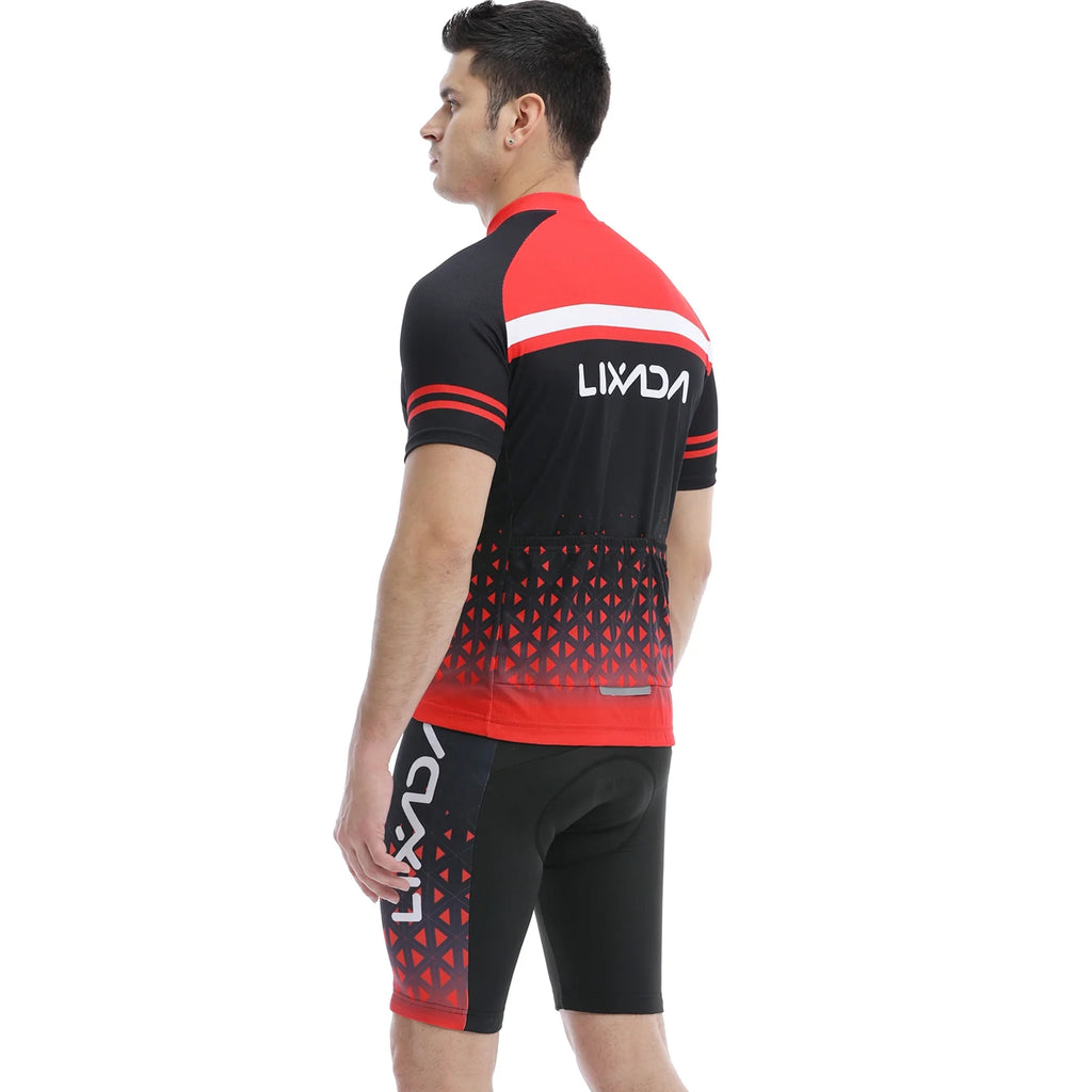 Men Cycling Jersey Set with Padded Shorts H481895
