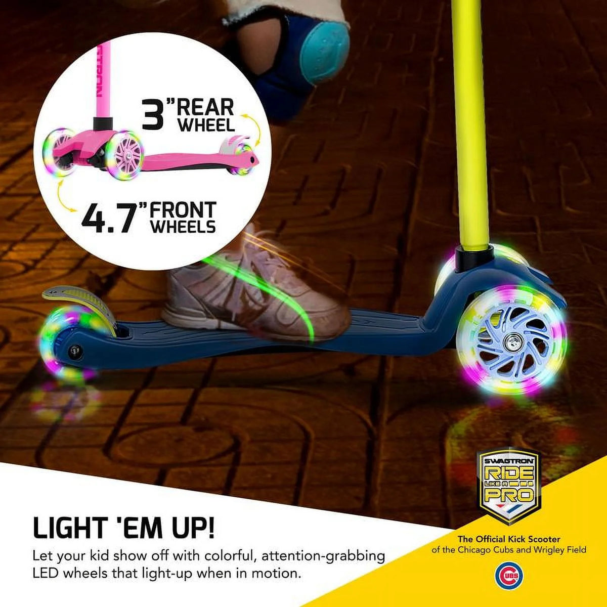 3-Wheel Kids Scooter with Light-Up Wheels Height-Adjustable J96729