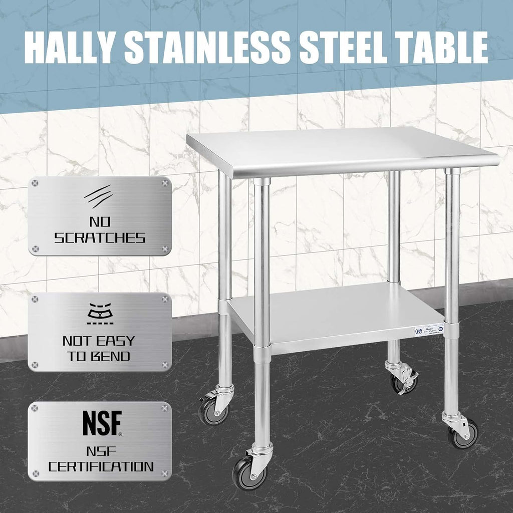 Stainless Steel Table 24 x 30 Inches with Caster Wheels and Undershelf X949270