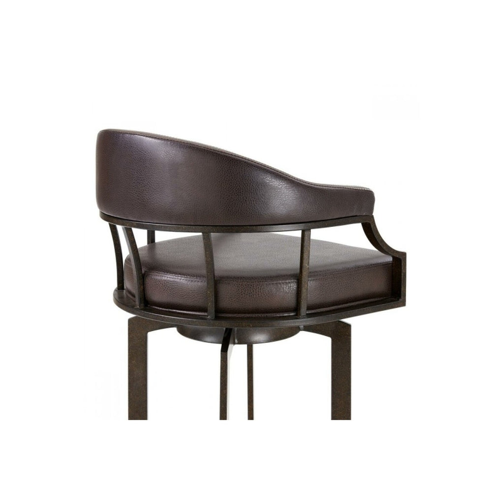 Brown Faux Leather Swivel Counter Stool Q422