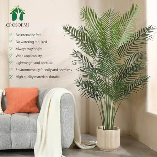 Artificial Areca Palm Plant 6Feet Fake Tropical Palm Tree in Pot W1625