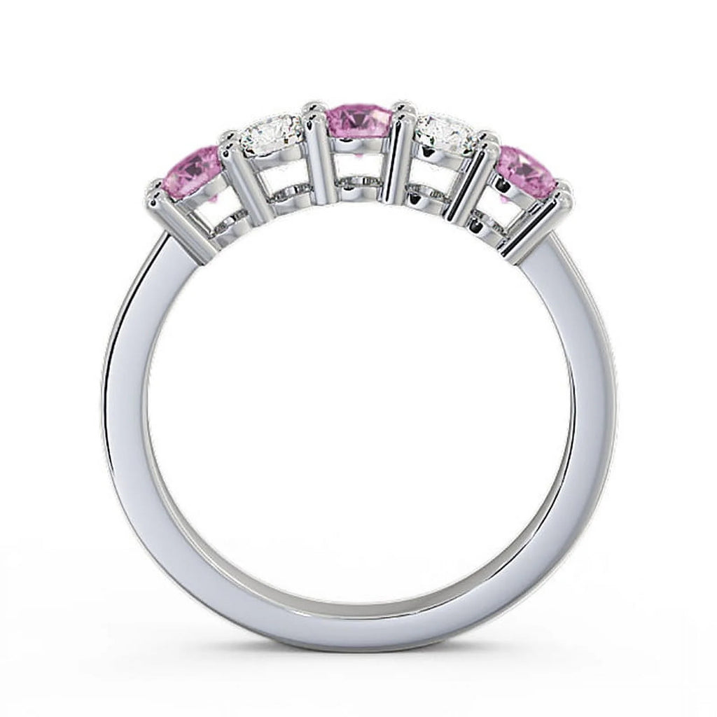 14K White Gold Pink Sapphire Diamond Eternity Band S445