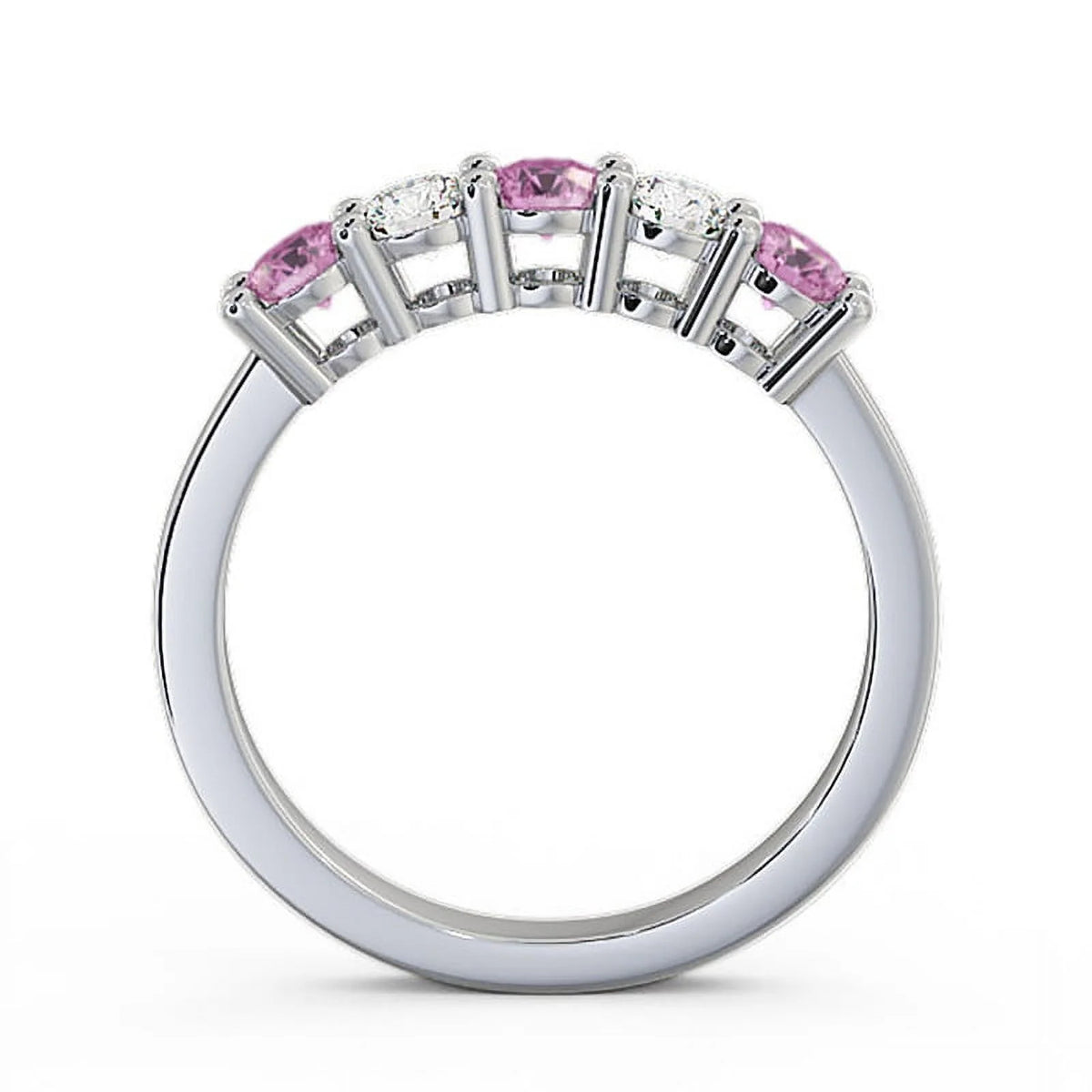 14K White Gold Pink Sapphire Diamond Eternity Band S445