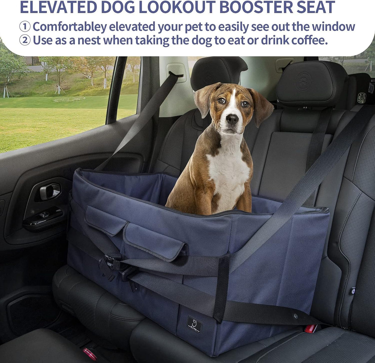 Deep Blue Pet Car Booster Seat with 2 Safety Leashes A3037
