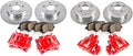 Red Powder Coated Calipers with Drilled Slotted Rotors and Ceramic Pads W19276