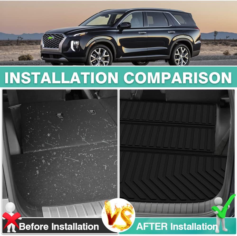 Cargo Liner for 2020 2021 2022 Hyundai Palisade, All Weather Rear Trunk Floor Mat, Pack of 2 X116069