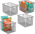 Metal Wire Food Organizer Storage Bin Baskets with Handles, 4 Pack White E53167