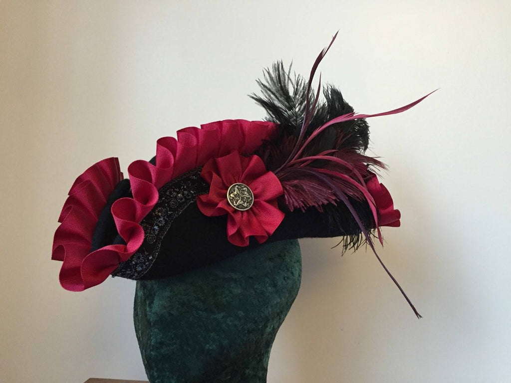 Black Crimson Red Gothic Romantic Tricorn Hat X850773