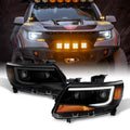Black Smoke LED DRL Dual Square Projector Headlights Set C60530