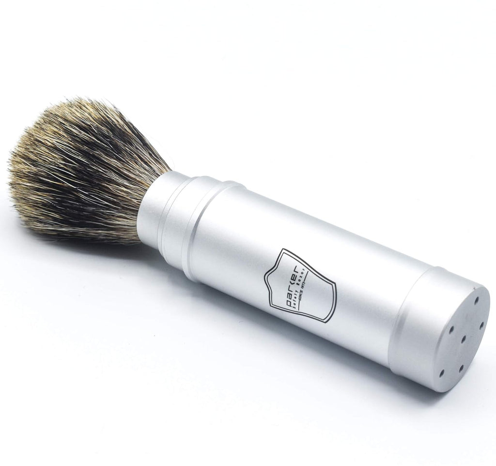 Parker Safety Razor Full Size Travel Shaving Brush with Pure Badger Bristles Pack of 2 P475