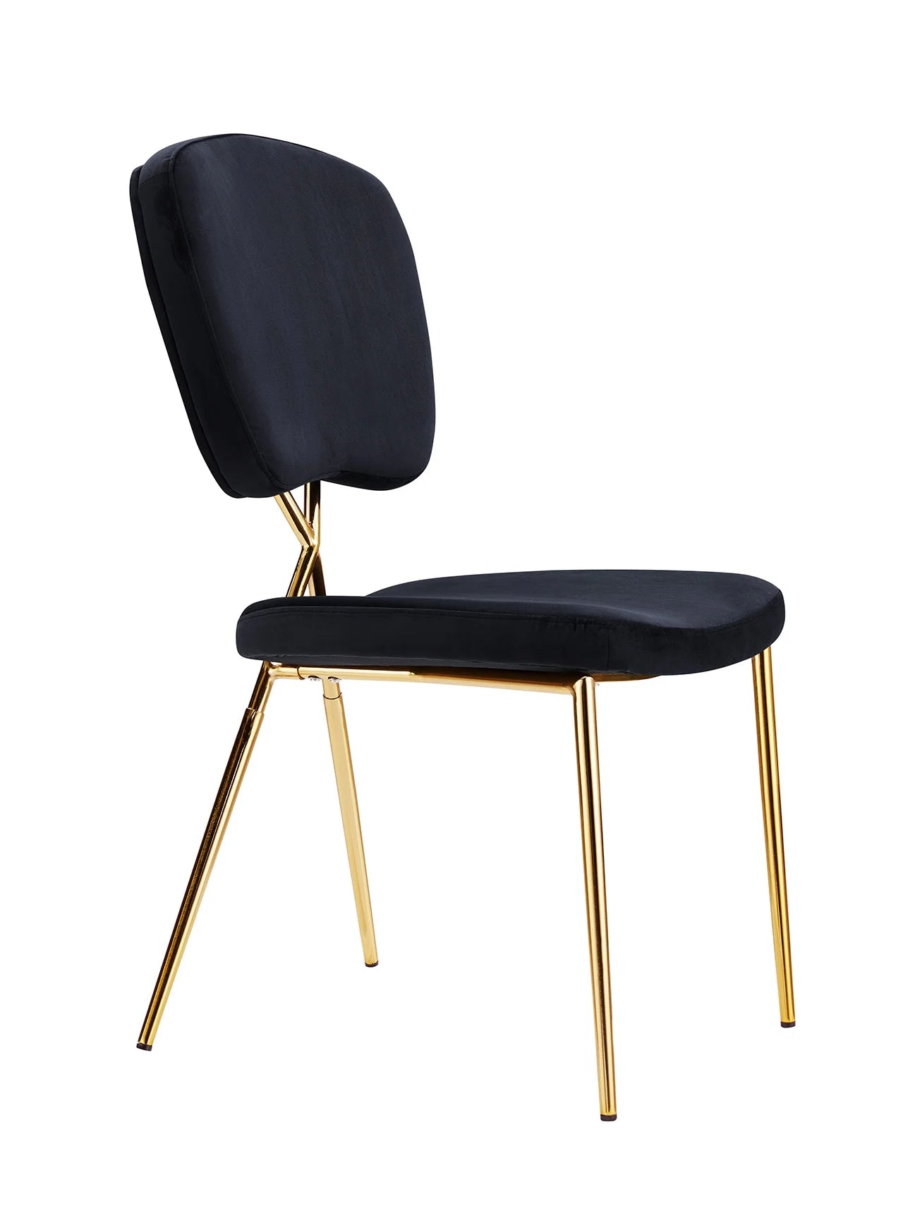 Black Velvet Upholstered Dining Chair Set of 2 Q927066