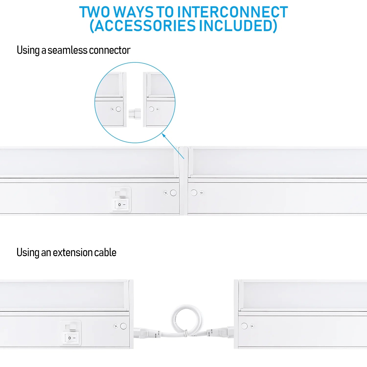 22 Inch 14W 960LM LED Under Cabinet Light, 3000K/4000K/5000K, White Aluminum Housing T793