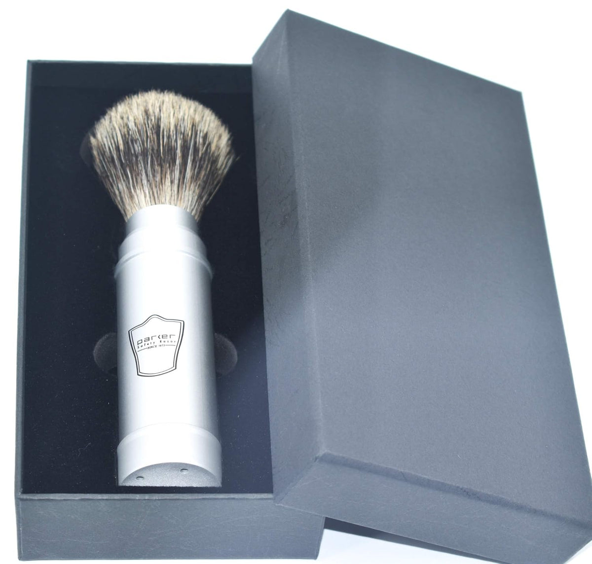 Parker Safety Razor Full Size Travel Shaving Brush with Pure Badger Bristles Pack of 2 P475