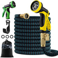 100ft Expandable Flexible Garden Water Hose Set with Brass Connectors Spray Nozzle Pack of 2 X880