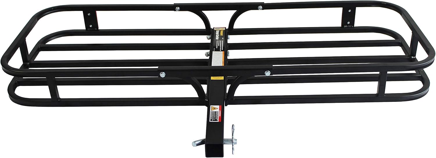 Steel Hitch Cargo Carrier with High Side Rails, 500-lb Load Capacity, Black O11643