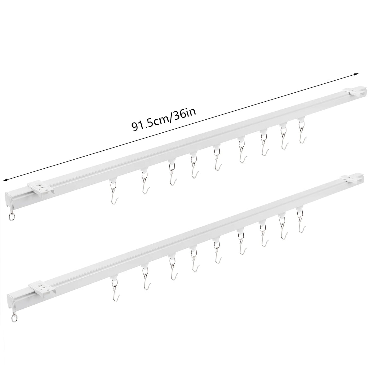 White Ceiling Mount Curtain Track Kit with Hooks A971