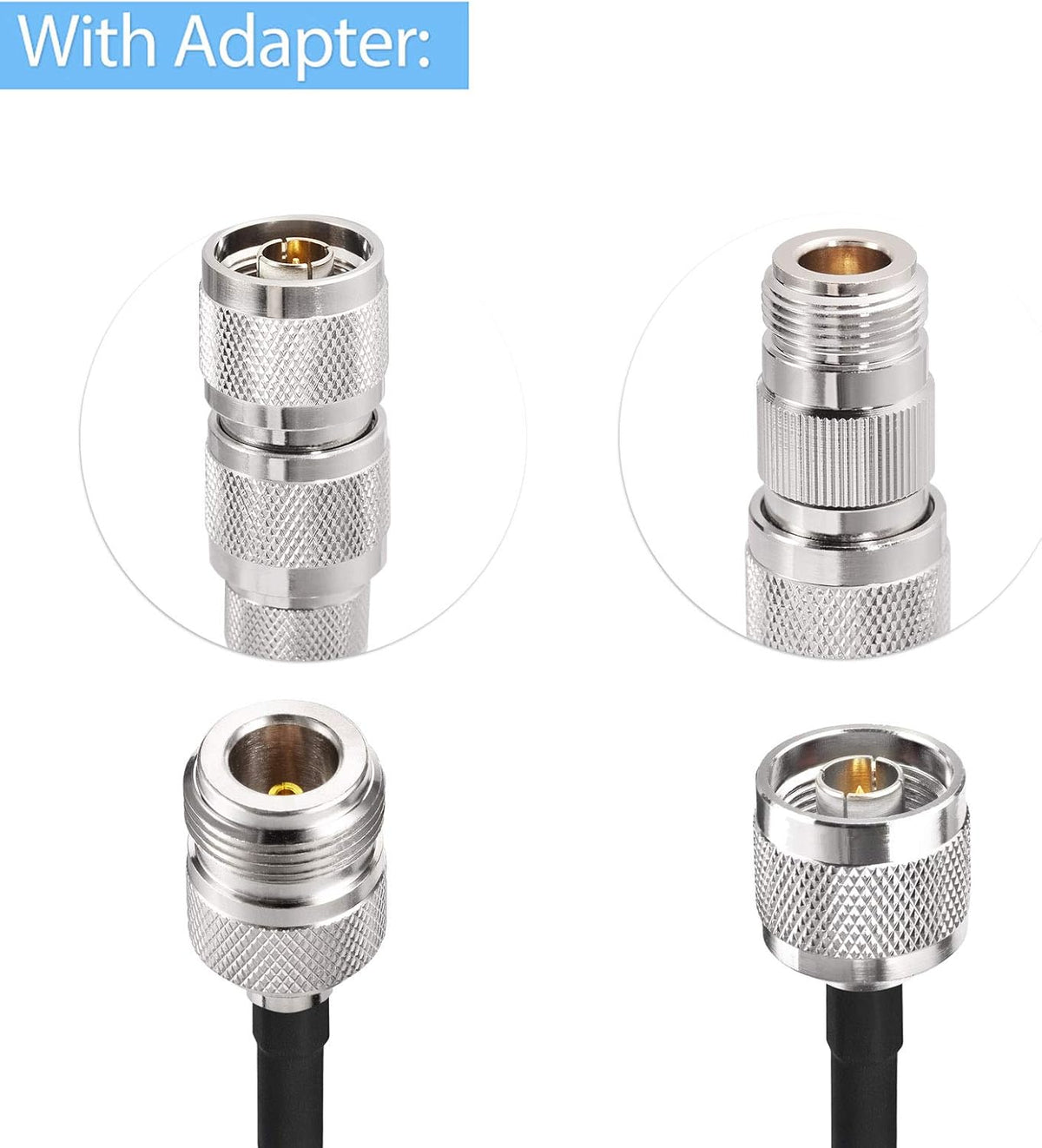 N Male to N Female RF Coaxial Cable 16.4ft with 2pcs Type N Male/Female Adapter Kit A527