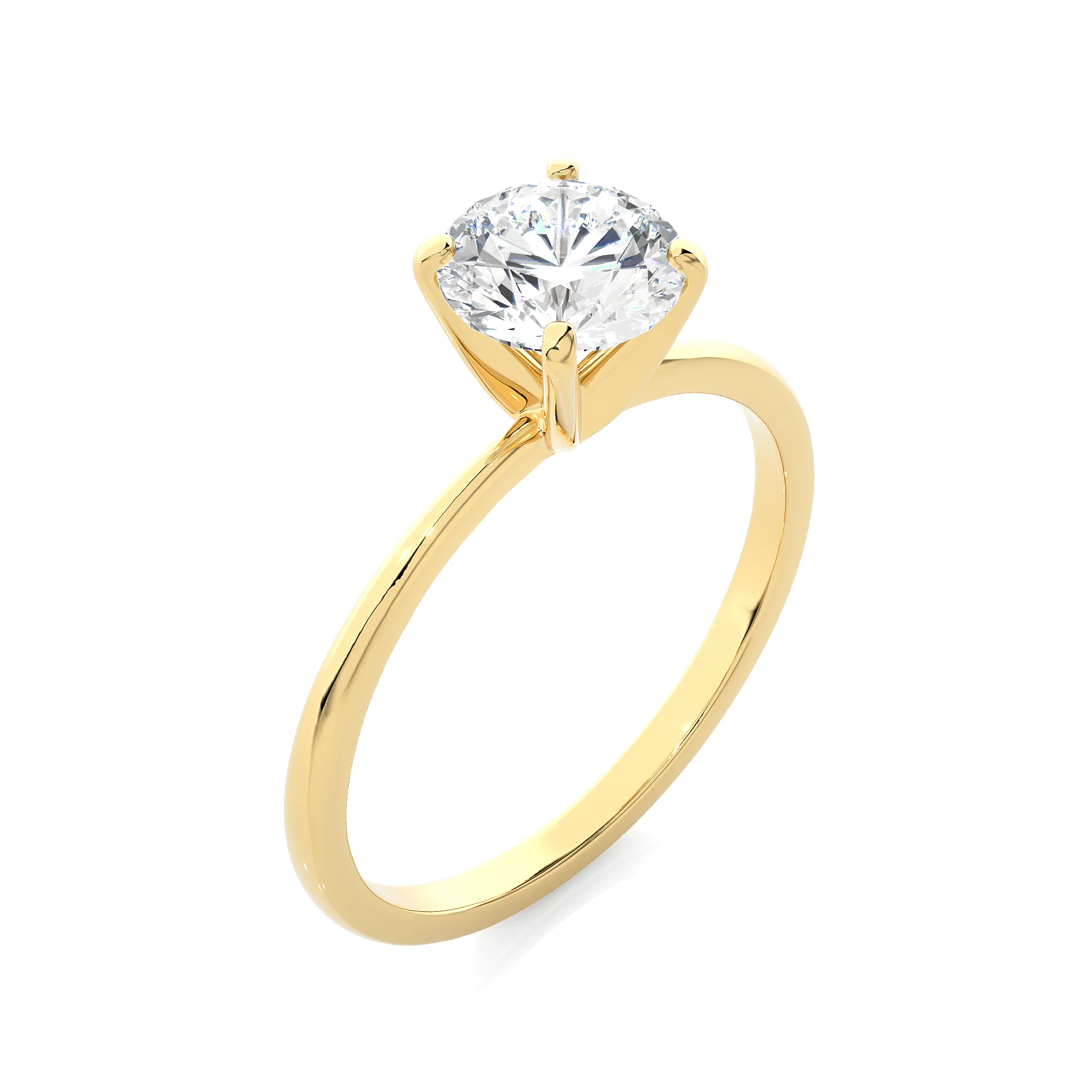 1 1/2 Carat Lab Grown Diamond Solitaire Engagement Ring in 14k Yellow Gold D670