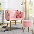 Accent Chair with Ottoman Teddy Fleece Fabric with Metal Frame T69061