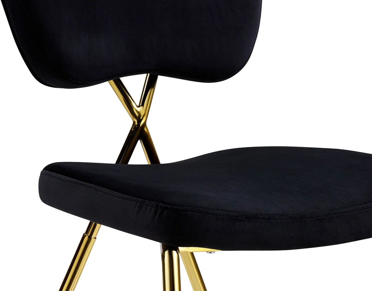 Black Velvet Upholstered Dining Chair Set of 2 Q927066