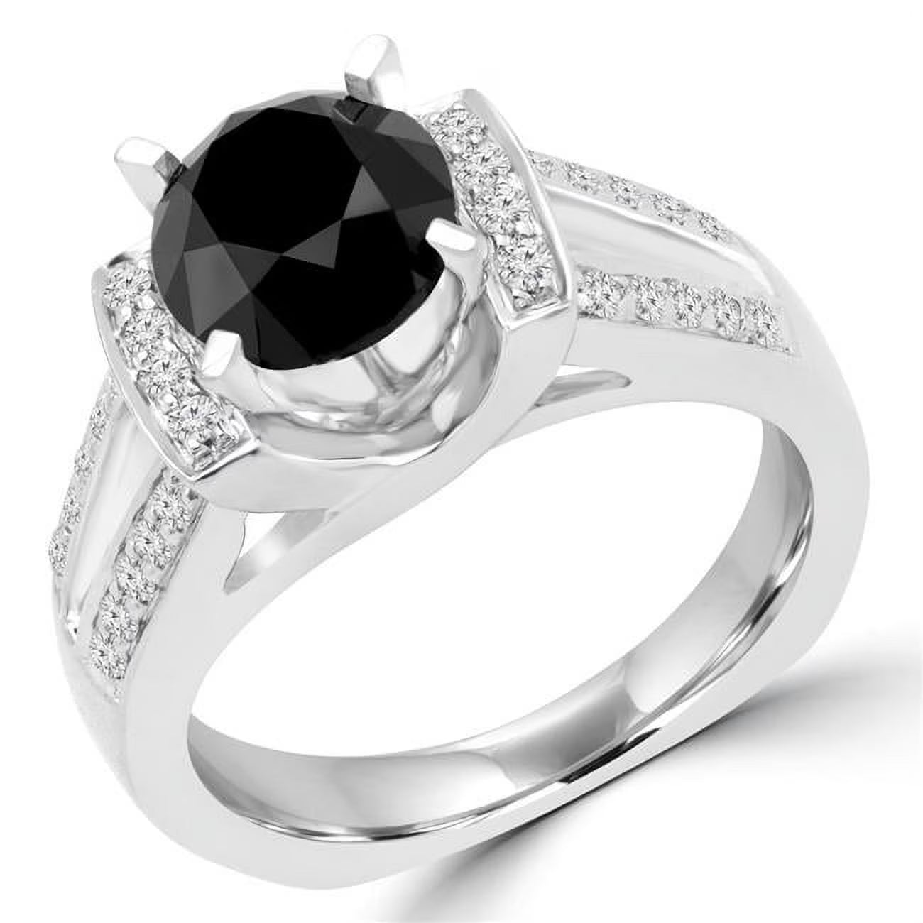 14K White Gold Black Diamond Engagement Ring O133342