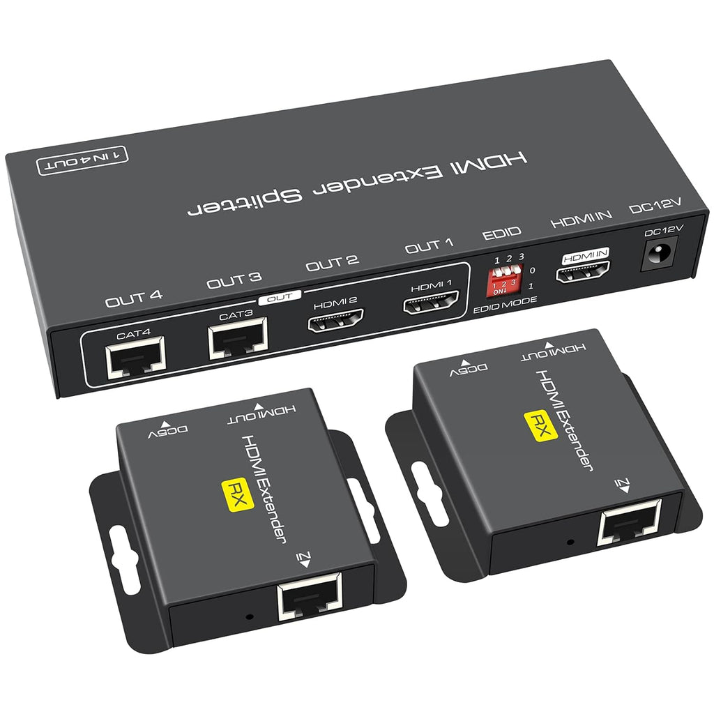 HDMI Extender Splitter 1 in 2 Out Over Cat5e/6 Ethernet 1080p Pack of 2 S411823