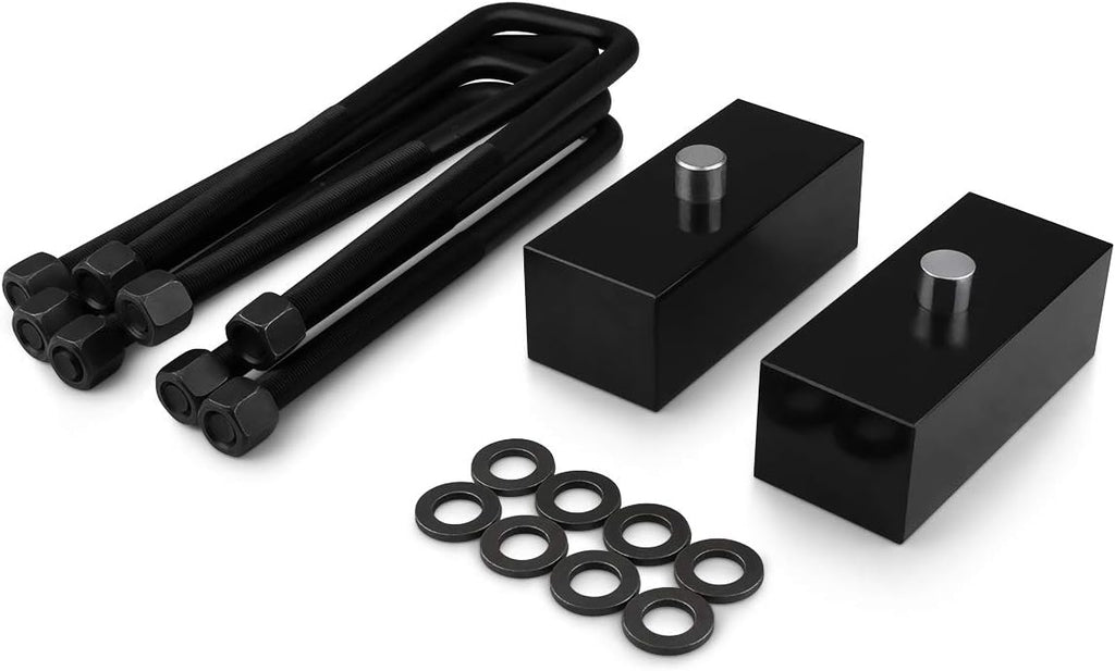 Front 2" Rear Leveling Lift Kit Adjustable Torsion Keys + Rear Blocks + U-bolts + Shock Extenders Fits 2011-2019 Chevy Silverado GMC Sierra 2500HD 3500HD 4WD B9449