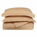 Beige Queen 3-Piece Egyptian Cotton Sateen Stripe Duvet Cover Set W6519