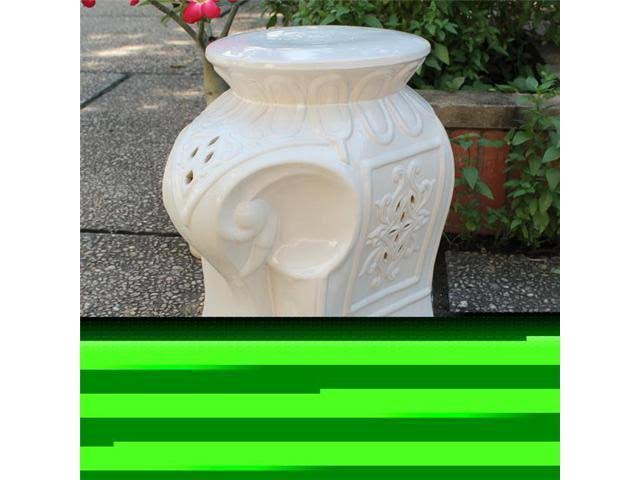 Antique White Elephant Ceramic Garden Stool M265