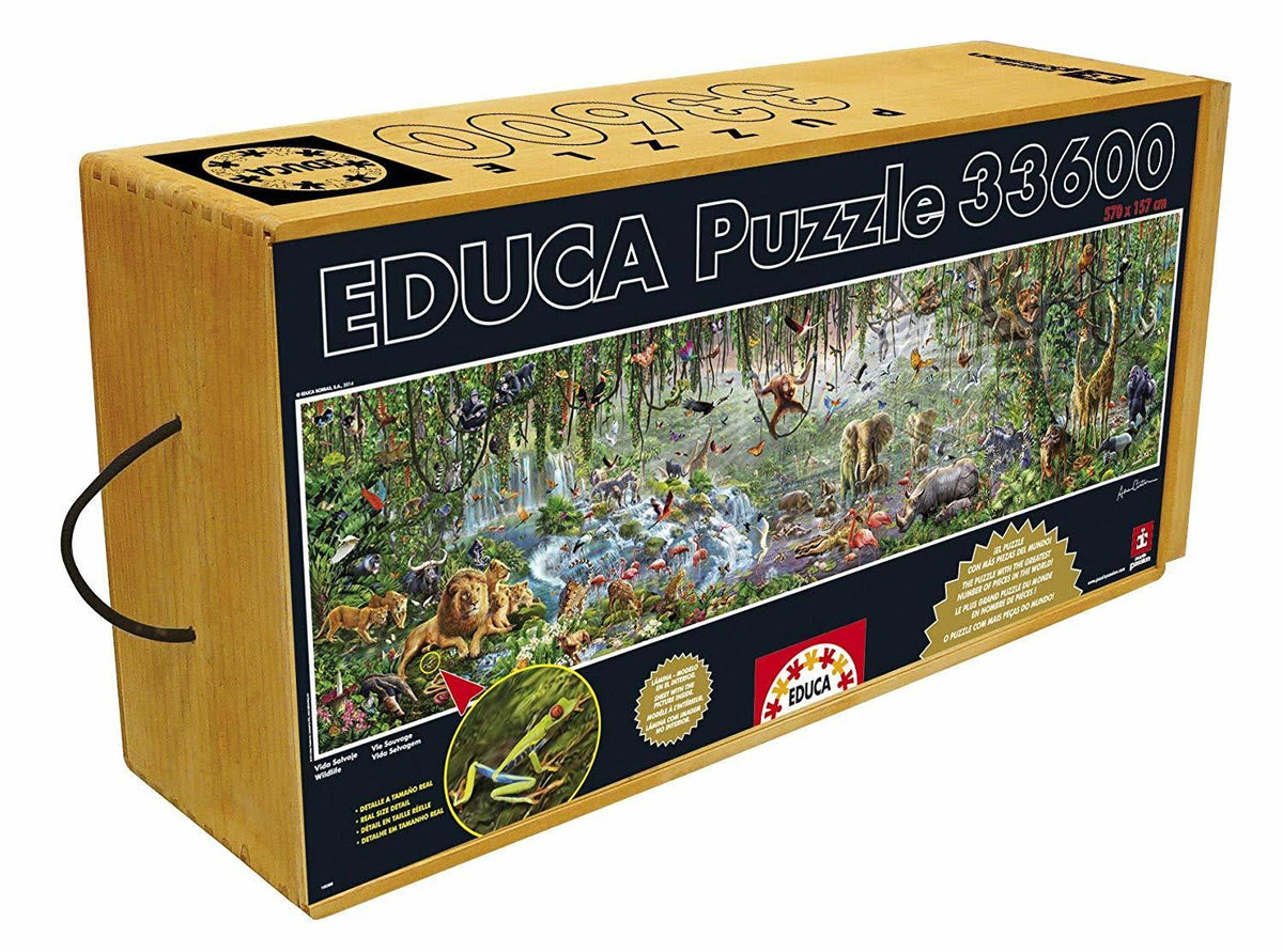 33,600 Piece Wild Life Puzzle with Wheeled Wooden Carry Case J94137