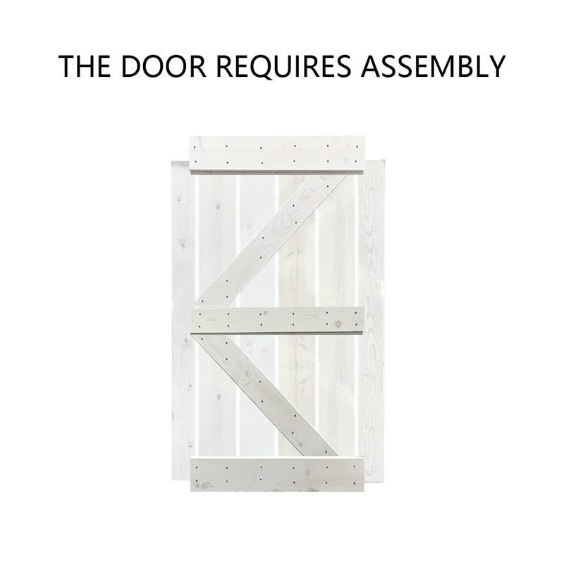 Light Cream Stained Pine Wood Interior Sliding Barn Door with Hardware Kit Z784322