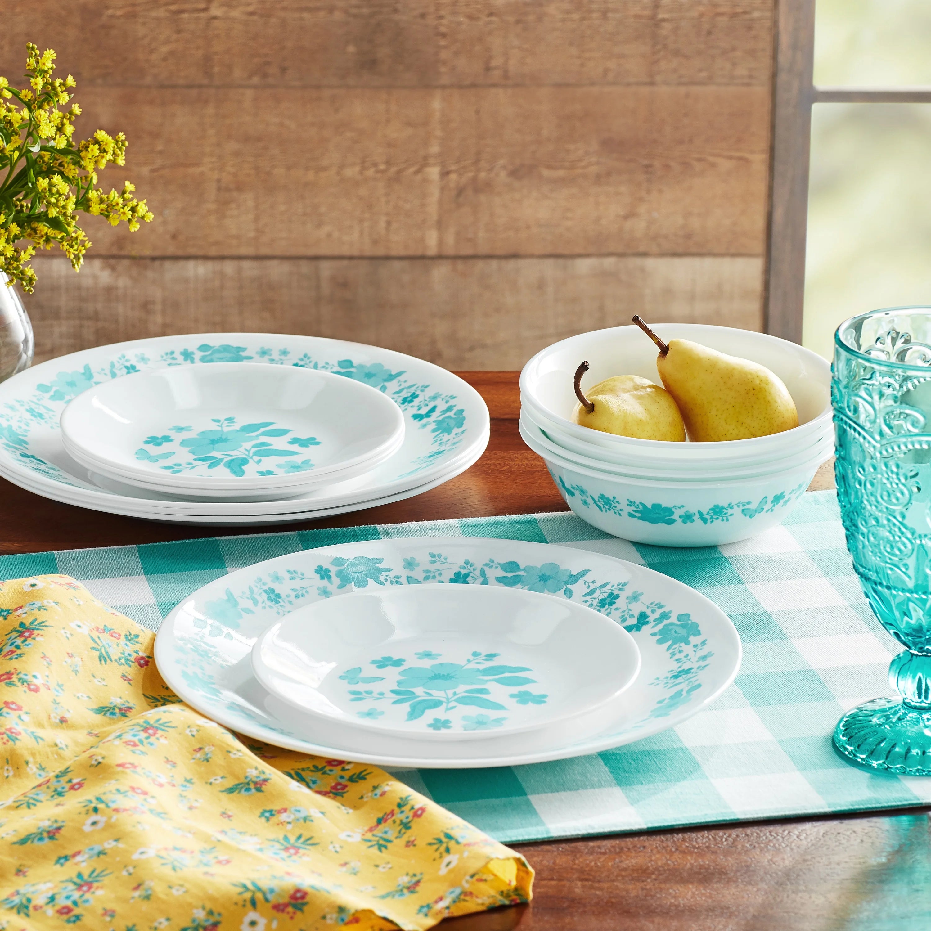 12-Piece Teal Dinnerware Set K94194