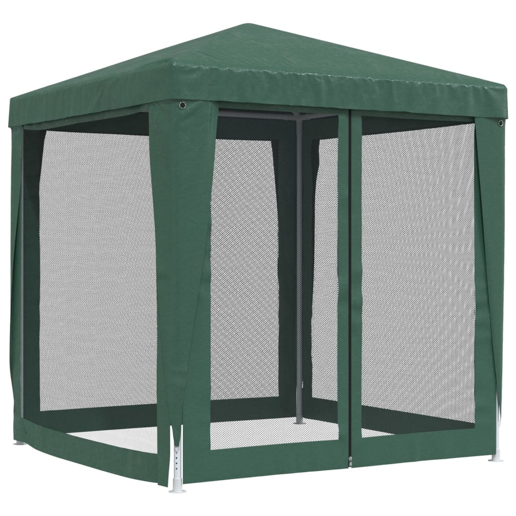 Green 6.6'x6.6' HDPE Party Tent with 4 Mesh Sidewalls L6361