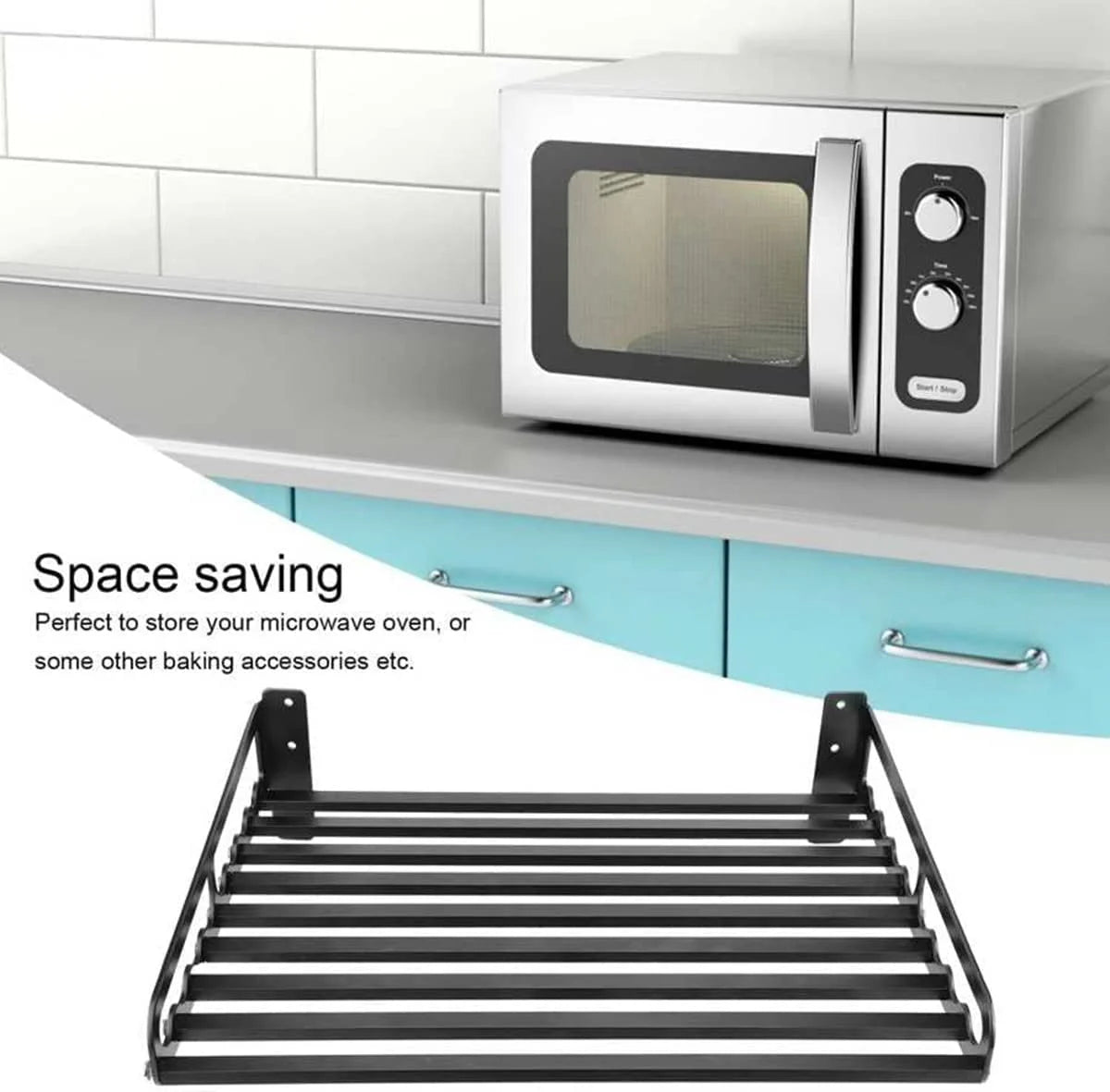 Black Wall Shelf for Kitchen Organizer U102