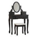 Black Wooden Vanity Set with Cabriole Legs W554014