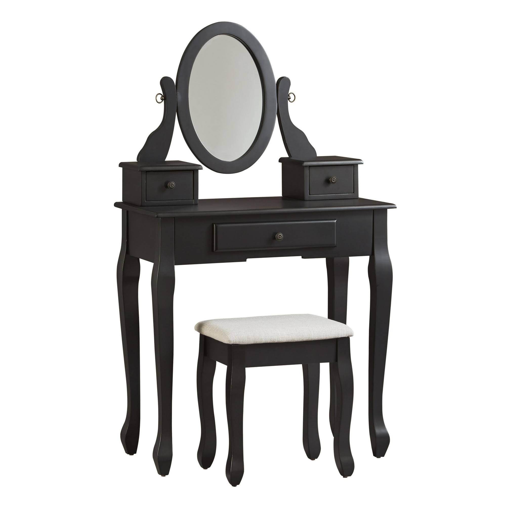 Black Wooden Vanity Set with Cabriole Legs W554014