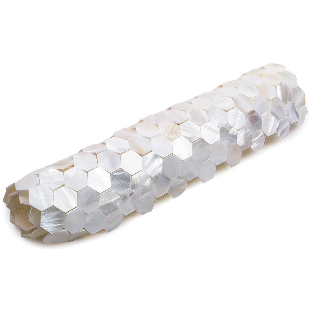 White Hexagons Pearl Shell Mosaic Tile C346446