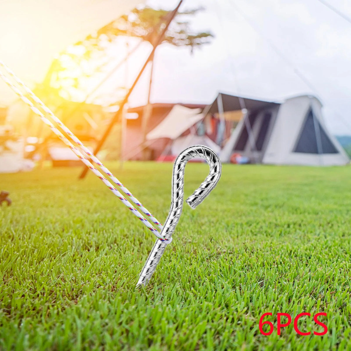 6 Pieces Tent Stakes Pegs with Hook 35CM V7178